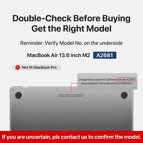 سونجيت متوافق مع حافظة ماك بوك اير 13.6 بوصة M2، موديل A2681، إصدار 2022 2023، غطاء حماية قوي ومتين من البلاستيك الصلب لجهاز ماك بوك اير M2 13 بوصة (منتصف الليل) in Kuwait