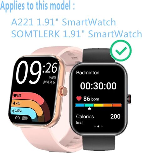 Aemus متوافق مع واقي شاشة الساعة الذكية SOMTLERK 1.91 بوصة (6 عبوات) A221 SmartWatch مرن بتغطية كاملة وشفاف من مادة TPU in Kuwait