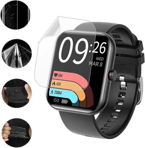 Aemus متوافق مع واقي شاشة الساعة الذكية SOMTLERK 1.91 بوصة (6 عبوات) A221 SmartWatch مرن بتغطية كاملة وشفاف من مادة TPU in Kuwait