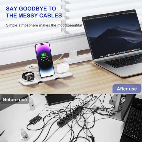 محطة شحن 3 في 1 لأجهزة Apple المتعددة، حامل شاحن iPhone، محطة شحن لاسلكية قابلة للطي للسفر، شحن سريع لأجهزة iPhone 14/13/12/11 Pro/Max، iWatch، AirPods 3/2/Pro (يتضمن المحول in Kuwait