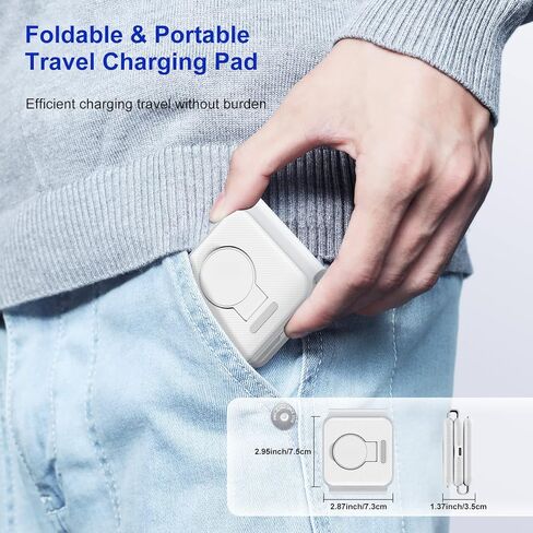محطة شحن 3 في 1 لأجهزة Apple المتعددة، حامل شاحن iPhone، محطة شحن لاسلكية قابلة للطي للسفر، شحن سريع لأجهزة iPhone 14/13/12/11 Pro/Max، iWatch، AirPods 3/2/Pro (يتضمن المحول in Kuwait