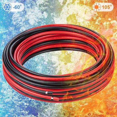 سلك Shirbly ذو قياسين - 10FT أحمر و10FT أسود 2 AWG كبل نحاسي معلب لسلك السيارة الصوتي والمقطورة البحرية (2AWG 10FT أحمر + 10FT أسود) in Saudi Arabia
