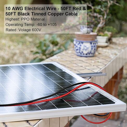 سلك Shirbly ذو قياسين - 10FT أحمر و10FT أسود 2 AWG كبل نحاسي معلب لسلك السيارة الصوتي والمقطورة البحرية (2AWG 10FT أحمر + 10FT أسود) in Saudi Arabia