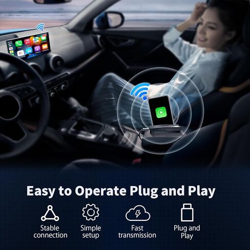 محول Carplay اللاسلكي M CARKUMI، توصيل وتشغيل واي فاي 5 جيجا هرتز، CarPlay اللاسلكي ومحول Android التلقائي مع YouTube Netflix Google Play، تحويل سلكي إلى Carplay لاسلكي، فقط لسيارات CarPlay السلكية OEM in Kuwait