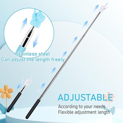 3 قطع مؤشر للمعلمين تلسكوبي، مؤشر يد قابل للتمديد، مؤشر إصبع، عصا صغيرة قابلة للسحب، مؤشر للفصول الدراسية من الفولاذ المقاوم للصدأ لمستلزمات تدريس معلم المدرسة (وردي أزرق أسود) in Kuwait