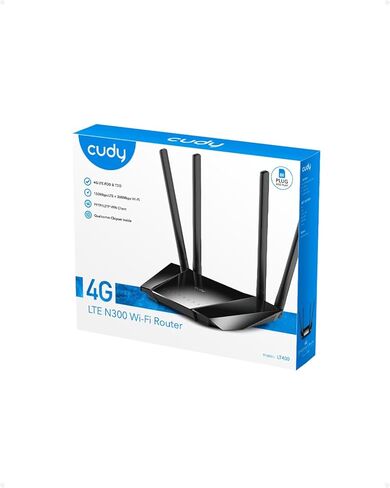 Cudy N300 WiFi غير مقفل 4G LTE مودم راوتر مع فتحة بطاقة SIM، 300 ميجابت في الثانية واي فاي، LTE Cat4، EC25-AFX Qualcomm Chipset، هوائيات 5dBi عالية الكسب، FDD، DDNS، VPN، Cloudflare، التوصيل والتشغيل، LT400 in Saudi Arabia