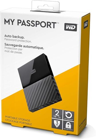 WD 2TB Black My Passport  Portable External Hard Drive - USB 3.0 - WDBYFT0020BBK-WESN (Renewed) in Saudi Arabia