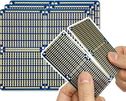 ElectroCookie Snappable PCB, Strip Board with Power Rails for Electronics Projects Compatible for DIY Arduino Soldering Projects, Gold-Plated, 3.8"x3.5" (3 Pack, Blue) in Kuwait