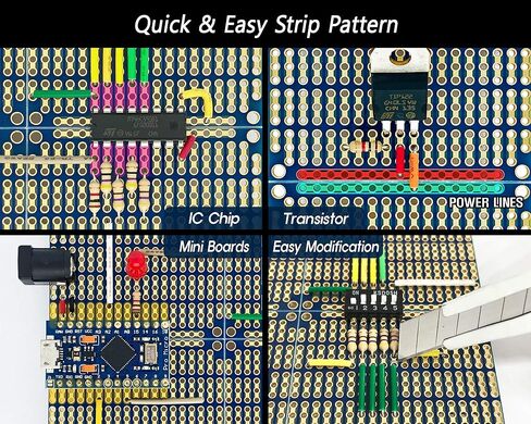 ElectroCookie Snappable PCB, Strip Board with Power Rails for Electronics Projects Compatible for DIY Arduino Soldering Projects, Gold-Plated, 3.8"x3.5" (3 Pack, Blue) in Kuwait