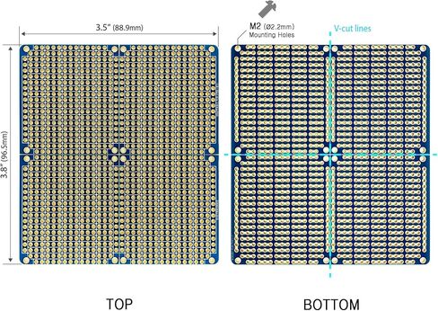 ElectroCookie Snappable PCB, Strip Board with Power Rails for Electronics Projects Compatible for DIY Arduino Soldering Projects, Gold-Plated, 3.8"x3.5" (3 Pack, Blue) in Kuwait