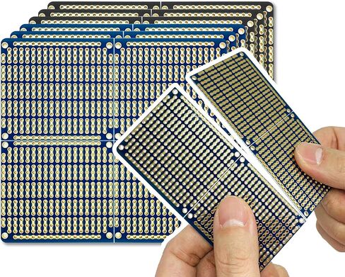 ElectroCookie Snappable PCB, Strip Board with Power Rails for Electronics Projects Compatible for DIY Arduino Soldering Projects, Gold-Plated, 3.8"x3.5" (3 Pack, Blue) in Kuwait