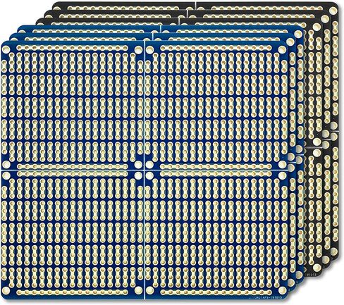 ElectroCookie Snappable PCB, Strip Board with Power Rails for Electronics Projects Compatible for DIY Arduino Soldering Projects, Gold-Plated, 3.8"x3.5" (3 Pack, Blue) in Kuwait