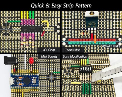 ElectroCookie Snappable PCB, Strip Board with Power Rails for Electronics Projects Compatible for DIY Arduino Soldering Projects, Gold-Plated, 3.8"x3.5" (3 Pack, Blue) in Kuwait