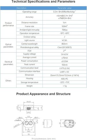SmartFly info TF-Luna Lidar Sensor 0.1-8m Short-Range Distance Single-Point Ranging Finder Module UART / I2C Compatible with Pixhawk and Raspberry Pi for Drone/Robot Obstacle Avoidance in Saudi Arabia