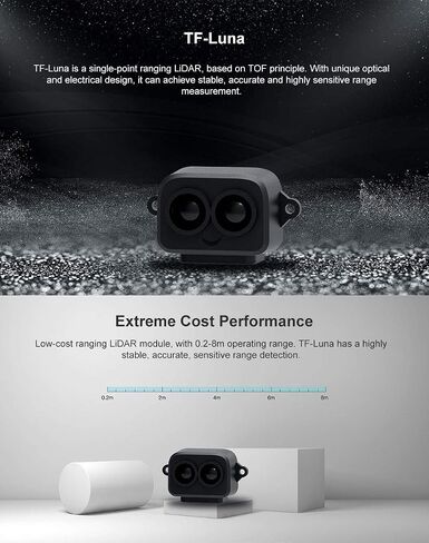 SmartFly info TF-Luna Lidar Sensor 0.1-8m Short-Range Distance Single-Point Ranging Finder Module UART / I2C Compatible with Pixhawk and Raspberry Pi for Drone/Robot Obstacle Avoidance in Saudi Arabia