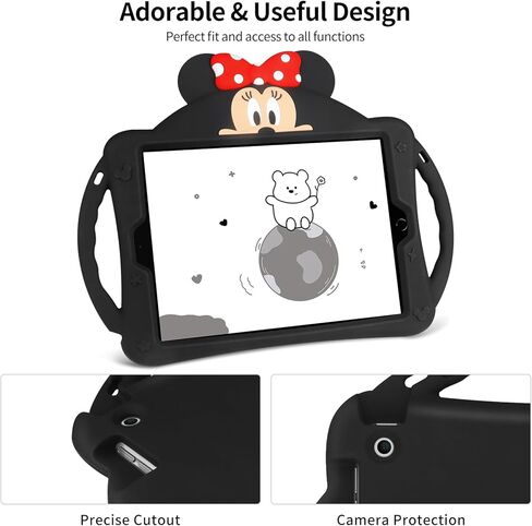 WESADN for iPad 9th Generation Case iPad 8th 7th Generation Cases with Screen Protector Kickstand Shoulder Strap Cute Dolls for Kids Girls Silicone Case Cover for iPad 10.2 Case Black in Kuwait