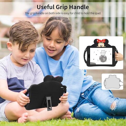WESADN for iPad 9th Generation Case iPad 8th 7th Generation Cases with Screen Protector Kickstand Shoulder Strap Cute Dolls for Kids Girls Silicone Case Cover for iPad 10.2 Case Black in Kuwait