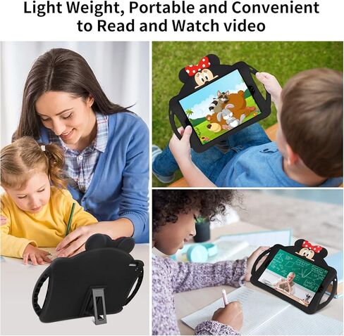 WESADN for iPad 9th Generation Case iPad 8th 7th Generation Cases with Screen Protector Kickstand Shoulder Strap Cute Dolls for Kids Girls Silicone Case Cover for iPad 10.2 Case Black in Kuwait