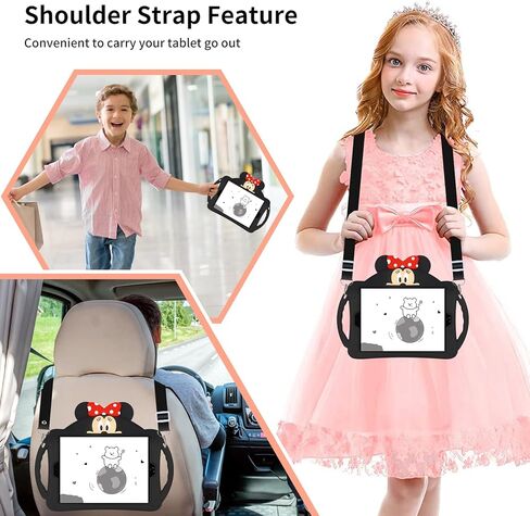 WESADN for iPad 9th Generation Case iPad 8th 7th Generation Cases with Screen Protector Kickstand Shoulder Strap Cute Dolls for Kids Girls Silicone Case Cover for iPad 10.2 Case Black in Kuwait