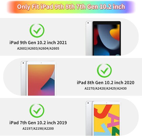 WESADN for iPad 9th Generation Case iPad 8th 7th Generation Cases with Screen Protector Kickstand Shoulder Strap Cute Dolls for Kids Girls Silicone Case Cover for iPad 10.2 Case Black in Kuwait