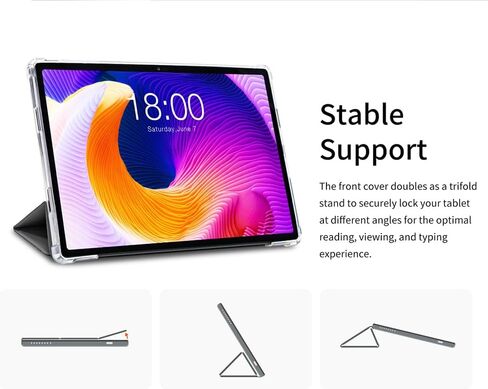 حافظة TECLAST T45HD، حافظة كمبيوتر لوحي، رفيعة للغاية، خفيفة الوزن للغاية، مقاومة للصدمات، مقاومة للخدش، وظيفة الوقوف، حماية كاملة in Kuwait