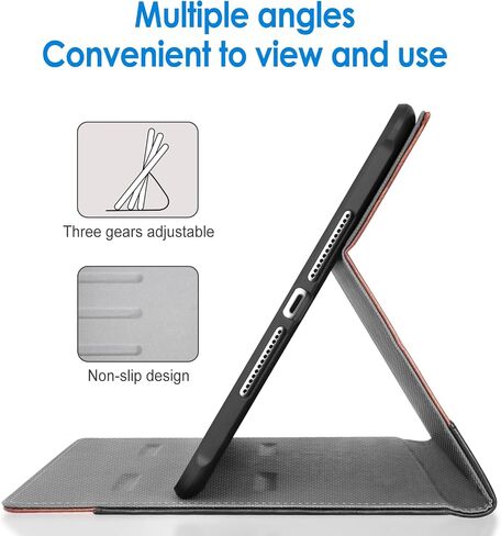 حافظة JETech لجهاز iPad مقاس 10.2 بوصة، الجيل التاسع/الثامن/السابع (2021/2020/2019) مع حامل قلم رصاص، غطاء واقٍ ناعم من مادة TPU بحامل متعدد الزوايا، تنبيه/غفو تلقائي (ذهبي وردي) in Kuwait