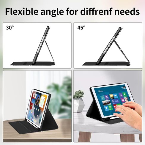 Case for iPad 9th Generation(2021)/ 2020 iPad 8th Generation/ 2019 iPad 7th Generation, [Corner Protection] Multi-Angle Viewing Stand 10.2 Inch iPad Case Covers with Auto Sleep Wake (Black) in Kuwait