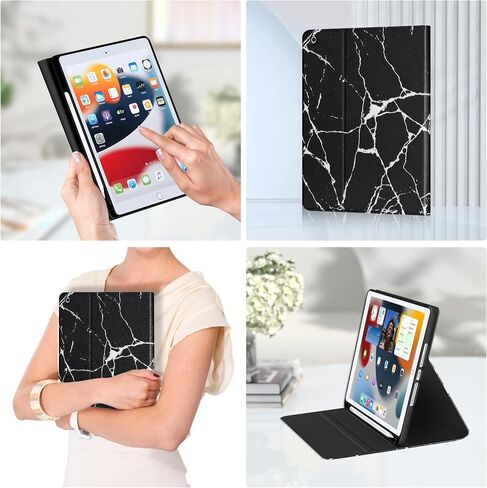 Case for iPad 9th Generation(2021)/ 2020 iPad 8th Generation/ 2019 iPad 7th Generation, [Corner Protection] Multi-Angle Viewing Stand 10.2 Inch iPad Case Covers with Auto Sleep Wake (Black) in Kuwait