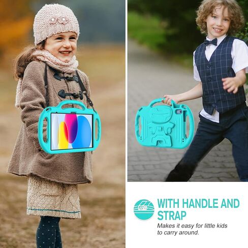 iPad 10th Generation Kids Case, iPad 10.9 Case, [Shoulder Strap][Light Weight Handle] Stand Child Protective Cases Shockproof Cover for iPad 10.9 inch 2022 (10th Gen) - Black in Kuwait