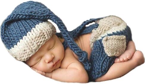 ملابس تصوير فوتوغرافي لحديثي الولادة ولد فتاة طفل صورة كروشيه زي دعائم أزياء متماسكة مجموعة قبعة السراويل in Kuwait