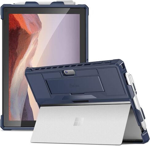 حافظة ProCase لـ 12.3 بوصة Microsoft Surface Pro 7 Plus، Pro 7، Pro 6، Pro 5، Pro 2017، Pro 4، Pro LTE، غطاء حماية متين مع حامل قلم رصاص، حزام يد، متوافق مع لوحة مفاتيح نوع الغطاء - أسود in Kuwait