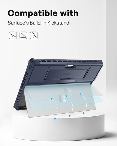 حافظة ProCase لـ 12.3 بوصة Microsoft Surface Pro 7 Plus، Pro 7، Pro 6، Pro 5، Pro 2017، Pro 4، Pro LTE، غطاء حماية متين مع حامل قلم رصاص، حزام يد، متوافق مع لوحة مفاتيح نوع الغطاء - أسود in Kuwait