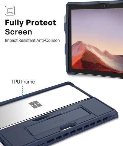 حافظة ProCase لـ 12.3 بوصة Microsoft Surface Pro 7 Plus، Pro 7، Pro 6، Pro 5، Pro 2017، Pro 4، Pro LTE، غطاء حماية متين مع حامل قلم رصاص، حزام يد، متوافق مع لوحة مفاتيح نوع الغطاء - أسود in Kuwait