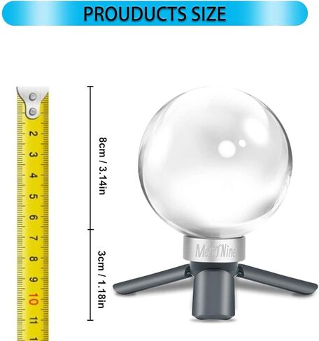 كرة تصوير كريستالية من MerryNine K9، كرة كريستال بعدسة K9 مع حامل ثلاثي صغير، واجهة كاميرا عالمية وقاعدة معدنية مستديرة وحقيبة، لتعليم الصور الفوتوغرافية والديكور الفني لفيزياء الطيف (80 مم) in Kuwait