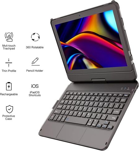 Keyboard Case for All-New Amazon Fire HD 10 & Fire HD 10 Plus Tablet (11th Generation 2021 Release) 10.1", 360° Rotatable, Touchpad Bluetooth Keyboard with Pencil Holder for Fire HD 10 Tablet in Kuwait