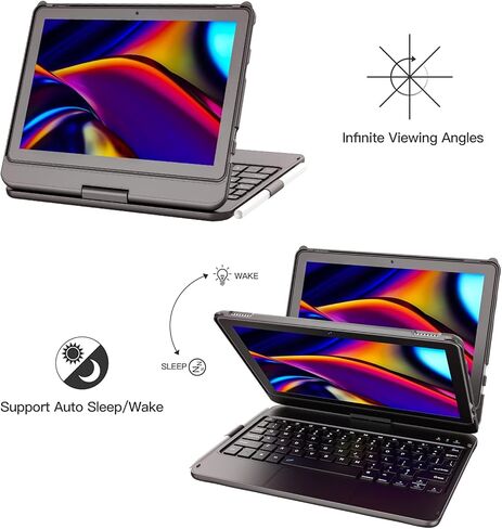 Keyboard Case for All-New Amazon Fire HD 10 & Fire HD 10 Plus Tablet (11th Generation 2021 Release) 10.1", 360° Rotatable, Touchpad Bluetooth Keyboard with Pencil Holder for Fire HD 10 Tablet in Kuwait