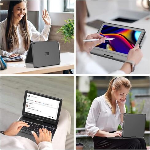 Keyboard Case for All-New Amazon Fire HD 10 & Fire HD 10 Plus Tablet (11th Generation 2021 Release) 10.1", 360° Rotatable, Touchpad Bluetooth Keyboard with Pencil Holder for Fire HD 10 Tablet in Kuwait