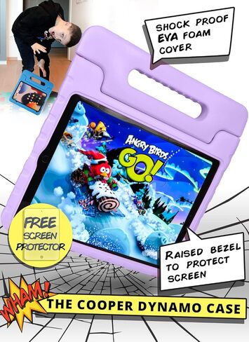 حافظة Cooper Dynamo Kids iPad Pro 12.9 الرسمية للجيل الأول/الثاني (2015/2017) | حماية غير قابلة للكسر، مقبض سحري، حامل وحامل أقلام رصاص (ليس للجيل الثالث إلى السادس من 2018-2022) (وردي علكة) in Kuwait