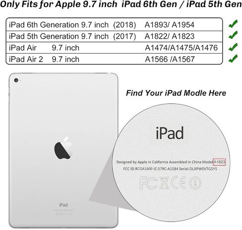 TopEsct Kids Case for iPad 6th/5th Generation, Silicone Shockproof Case for New iPad 2017/2018 9.7 inch with Tempered Glass Screen Protector and Strap, Cover for iPad Air & Air 2 in Saudi Arabia