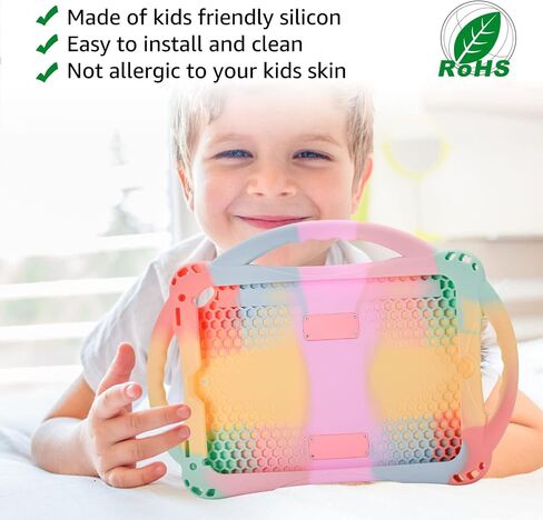 TopEsct Kids Case for iPad 6th/5th Generation, Silicone Shockproof Case for New iPad 2017/2018 9.7 inch with Tempered Glass Screen Protector and Strap, Cover for iPad Air & Air 2 in Saudi Arabia