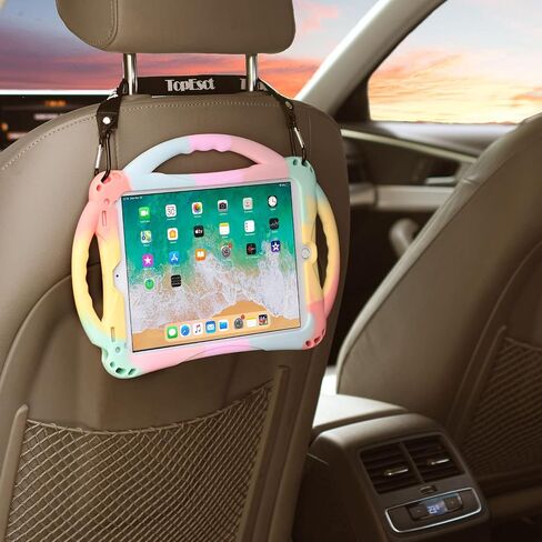 TopEsct Kids Case for iPad 6th/5th Generation, Silicone Shockproof Case for New iPad 2017/2018 9.7 inch with Tempered Glass Screen Protector and Strap, Cover for iPad Air & Air 2 in Saudi Arabia