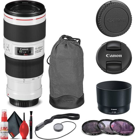 Canon EF 70-200mm f/4L is II USM Lens (2309C002) + Filter Kit + Cap Keeper + Cleaning Kit + More (Renewed) in Saudi Arabia