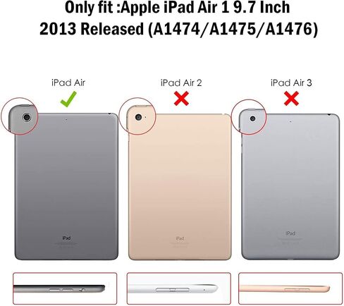 حافظة ProCase الذكية لجهاز iPad Air الإصدار الأول، حافظة واقية خفيفة الوزن للغاية مع غطاء خلفي شفاف لجهاز iPad Air 2013 موديل (A1474 A1475 A1476) - كحلي in Kuwait