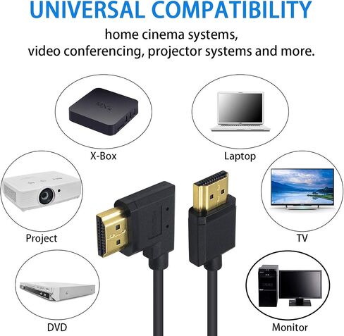 Duttek 4K كابل HDMI قصير ملفوف 1FT-4FT، بزاوية يسارية 90 درجة HDMI ذكر إلى كابل ذكر رفيع للغاية/صغير الحجم لعصا التلفزيون ثلاثية الأبعاد و4K فائقة الدقة in Saudi Arabia