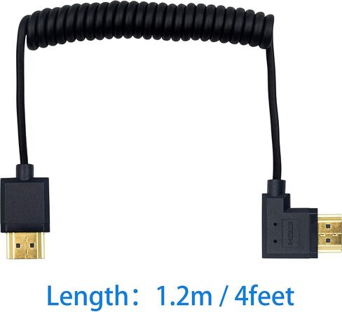 Duttek 4K كابل HDMI قصير ملفوف 1FT-4FT، بزاوية يسارية 90 درجة HDMI ذكر إلى كابل ذكر رفيع للغاية/صغير الحجم لعصا التلفزيون ثلاثية الأبعاد و4K فائقة الدقة in Saudi Arabia