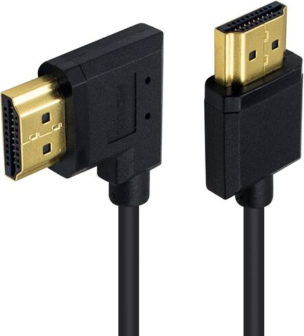 Duttek 4K كابل HDMI قصير ملفوف 1FT-4FT، بزاوية يسارية 90 درجة HDMI ذكر إلى كابل ذكر رفيع للغاية/صغير الحجم لعصا التلفزيون ثلاثية الأبعاد و4K فائقة الدقة in Saudi Arabia