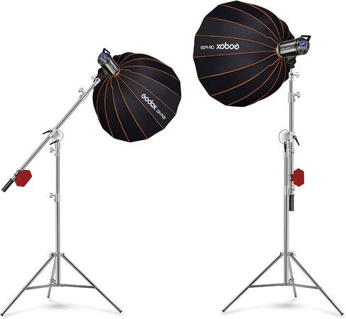 Soonpho Stainless Steel Light Stand with Boom Arm & Hammer, Max.12.2ft/3.7m Heavy Duty Adjustable Tripod with 6.6ft/200cm Boom Arm for Studio Photography Softbox,Reflector,Monolight,Light,Umbrellas in Saudi Arabia
