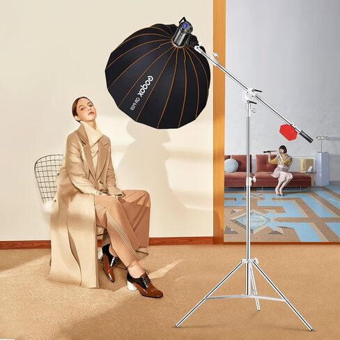 Soonpho Stainless Steel Light Stand with Boom Arm & Hammer, Max.12.2ft/3.7m Heavy Duty Adjustable Tripod with 6.6ft/200cm Boom Arm for Studio Photography Softbox,Reflector,Monolight,Light,Umbrellas in Saudi Arabia