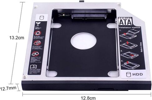 12.7mm Universal SATA 2nd HDD/SSD Caddy for Lenovo ThinkPad T420, T430, T510, T520, T530, W510, W520, W530 - Replace Your CD/DVD Optical Bay in Saudi Arabia