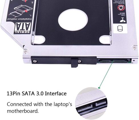 12.7mm Universal SATA 2nd HDD/SSD Caddy for Lenovo ThinkPad T420, T430, T510, T520, T530, W510, W520, W530 - Replace Your CD/DVD Optical Bay in Saudi Arabia